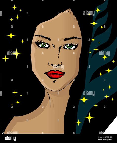 Beautiful woman vector portrait long dark hair Stock Vector Image & Art - Alamy