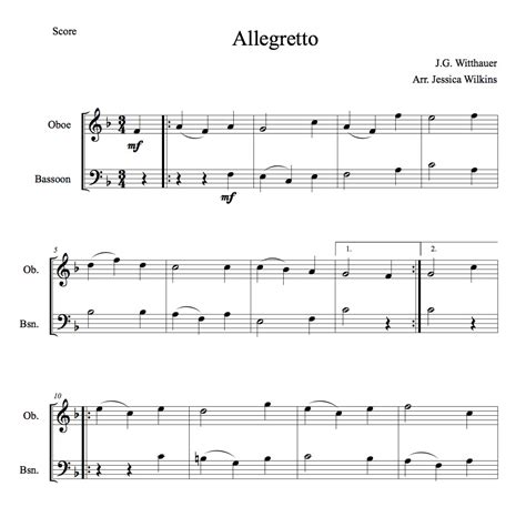 Witthauer Allegretto – Oboe & Bassoon Duet (Digital Download) – JDW Sheet Music