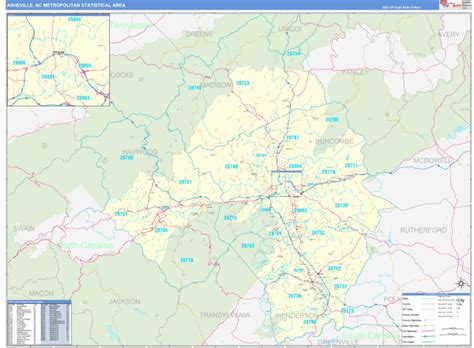 Asheville Metro Area, NC Zip Code Maps - Basic