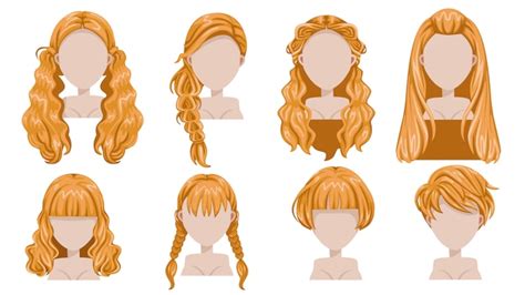 Premium Vector | Blonde hair of woman modern fashion for assortment. long hair, short hair ...