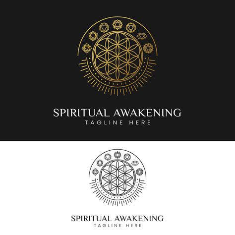 Spiritual Awakening with Flower of Life and 7 Chakra Symbols Logo ...