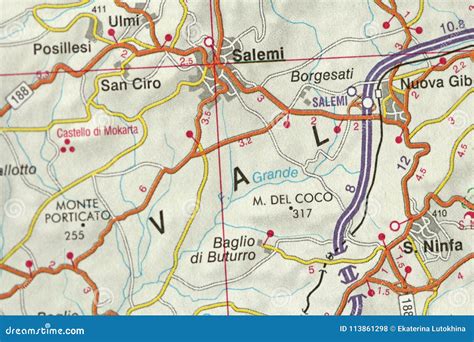 Val Salemi. Map. the Islands of Sicily, Italy Stock Photo - Image of ...