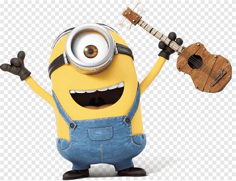 Minion Bob holding brown guitar, Minion Ukulele Player, at the movies, minions png | PNGEgg