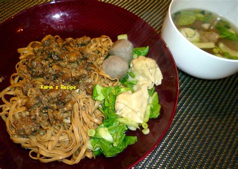 Karin's Recipe: Mie Ayam Bakso & Pangsit (Noodles with Meatballs ...