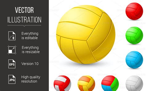 Realistic Volleyball in Different Colors - Vector Image