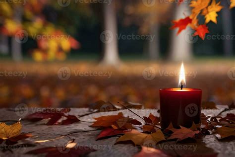 Photo of the candle and fall leaves wallpaper 29998519 Stock Photo at Vecteezy