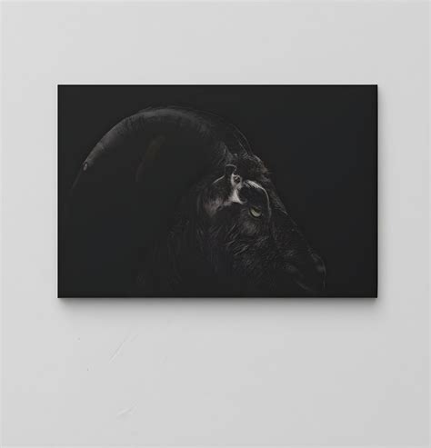 Animal Wall Art / Goat Art Print Canvas / Black Goat Canvas Wall Decor / GOAT / Extra Large Wall ...