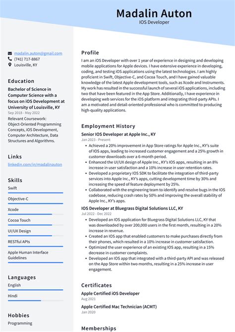 Apple IOS Developer Resume Examples | ResumeCat