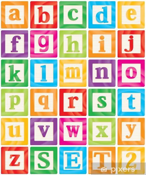 Wall Mural Vector Baby Blocks Set 2 of 3 - Small Letters Alphabet ...