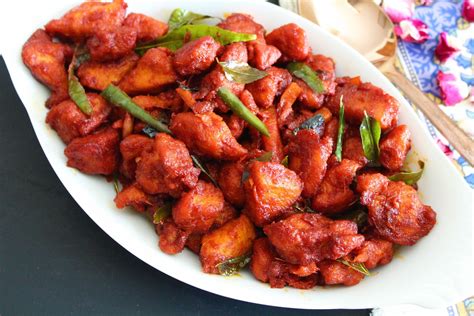 Spicy Chicken 65 restaurant style A popular south indian appetizer/starter/snack that is made ...