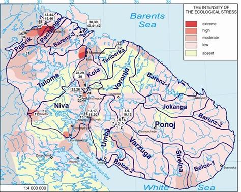 Sampling site of 48 studied lakes on the map of the Kola Peninsula ...