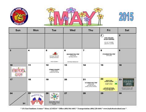 May Newsletter and Calendar | Burke Basic School