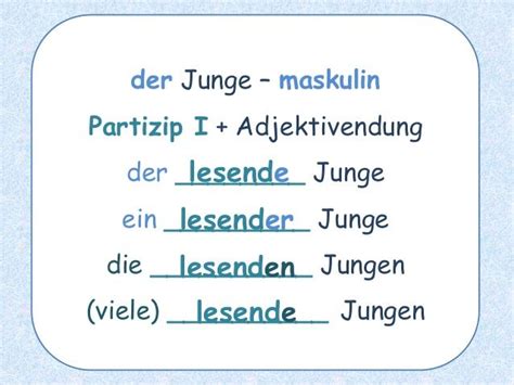 PARTIZIP I und PARTIZIP II als ADJEKTIVE - Theorie und Übungen | Adjektive, Deutsch lernen ...