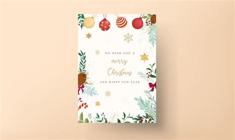 Free Vector | Elegant christmas card design with christmas ornaments ...