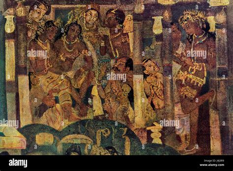 Frescoes painting, ajanta caves, aurangabad, maharashtra, india, asia Stock Photo - Alamy