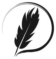 Quill pen round logo black feather symbol Vector Image