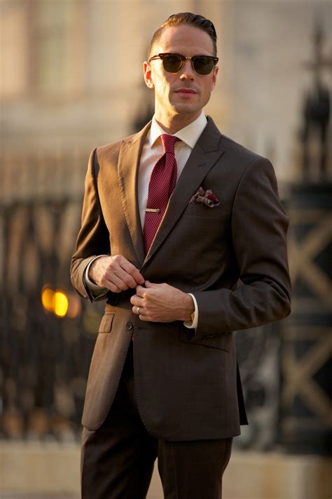 Brown Suit, Burgundy Accents - He Spoke Style