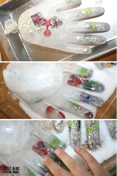 Frozen Hands Ice Melt Science and Christmas activity for Kids