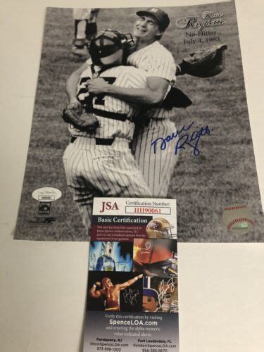 Autographed Dave Righetti 8x10 No Hitter Photo JSA Signed Yankees ...