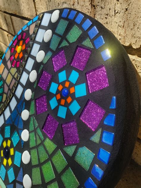 Round Colorful Mosaic Garden Stepping Stone - Etsy