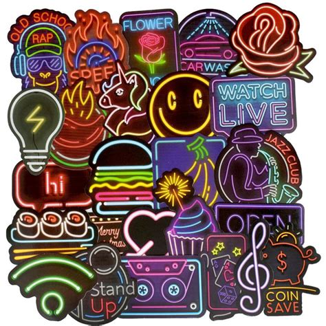 10/20/50 Mixed Neon Style Stickers For Moto Car Bumper & Suitcase Cool Laptop Skateboard Bike ...