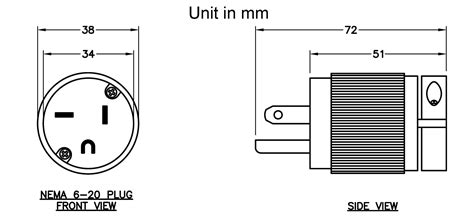 AC WORKS® NEMA 6-20P 20A 250V Straight Blade Plug With UL, C-UL – AC Connectors