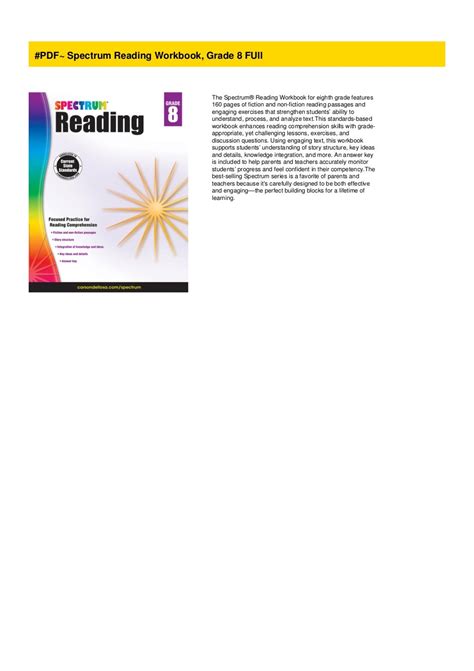 #PDF~ Spectrum Reading Workbook, Grade 8 FUll