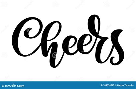 Hand Drawn Text Cheers Lettering Banner. Greeting Card Design Template with Calligraphy Stock ...