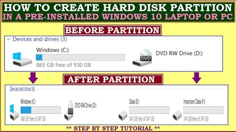 How to Create Partitions in Windows 10 | Partition Hard Drive in Windows 10 PC without ...