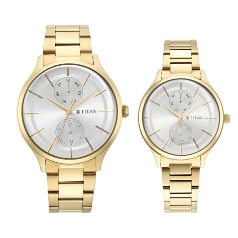 Titan Bandhan Silver Dial Multi Stainless Steel Strap watch for Couple ...