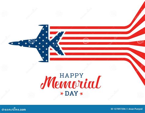 Happy Memorial Day Banner with War Airplane Flying Make Abstract Usa ...