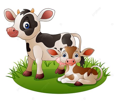 Cows Calf Vector Art PNG, Cartoon Cow With Newborn Calf, Calf, Funny ...