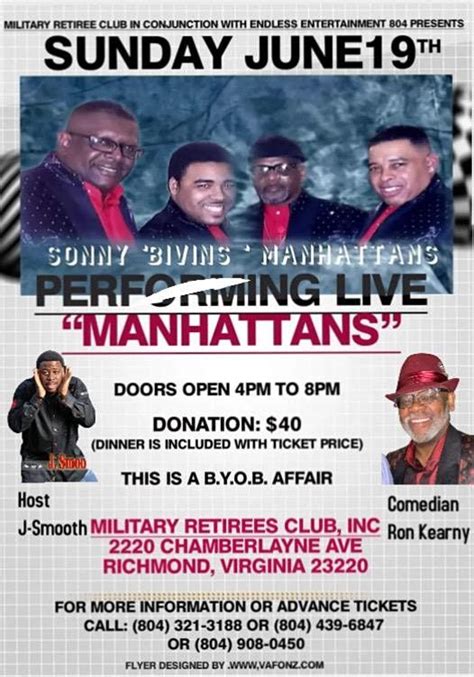 SUNDAY FATHERS DAY THE MANHATTANS LIVE IN CONCERT, 2200 Chamberlayne Ave, Richmond, 19 June 2022