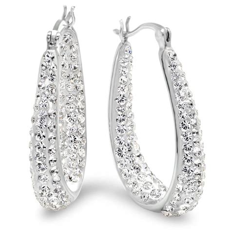 swarovski crystal hoop earrings