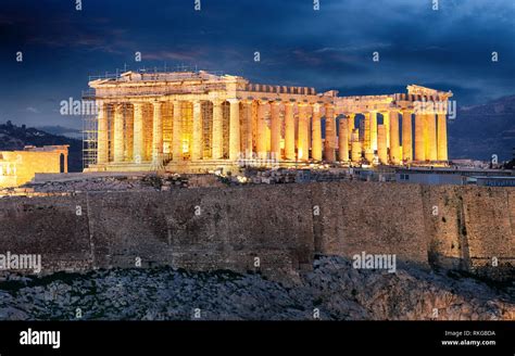 Acropolis at night, Athens - Greece Stock Photo - Alamy