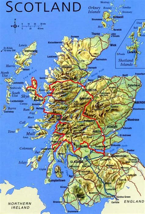 Physical Map of Scotland - Mapsof.Net