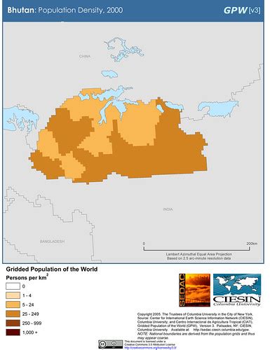 Bhutan: Population Density, 2000 | SEDACMaps | Flickr