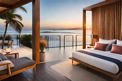 Premium AI Image | A balcony with a view of the ocean and the ocean