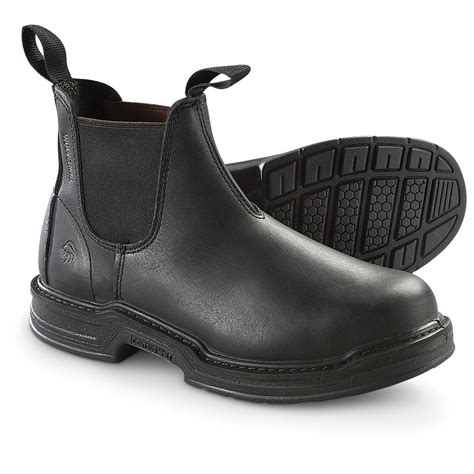 Men's Wolverine® Raider Romeo Steel Toe Pull - on Boots, Black - 214287, Work Boots at Sportsman ...