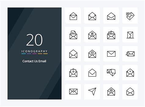 Premium Vector | 20 email outline icon for presentation vector line icons illustration