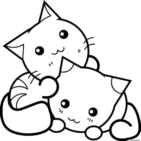 Coloriage chaton kawaii mignon - JeColorie.com