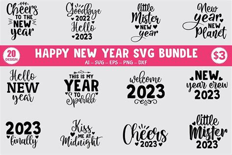 Happy New Year SVG Bundle Bundle · Creative Fabrica