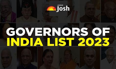 List or Name of Current Governors of Indian state and Union Territories