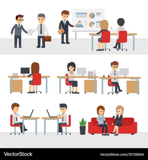 Business people work at office cartoon Royalty Free Vector