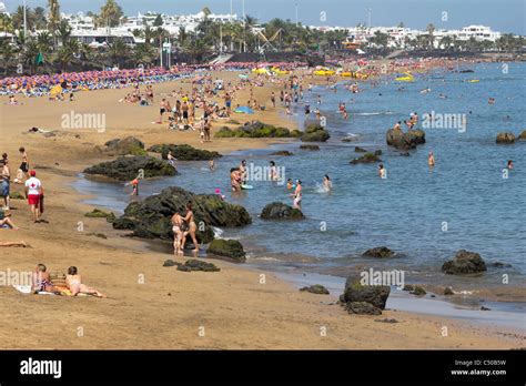 Puerto del Carmen Beach - Lanzarote - Canary Islands Stock Photo - Alamy