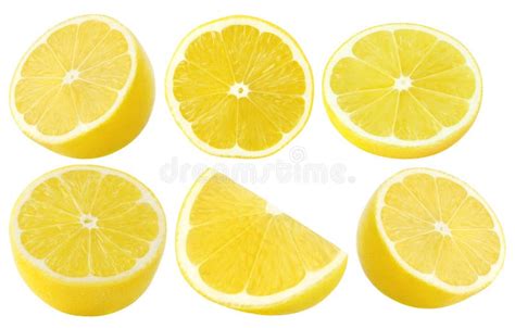 Collection of Lemon Fruit. Half, Slices Isolated on White. Stock Photo - Image of background ...