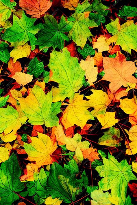 Premium Photo | A colorful autumn leaf wallpaper with a background of leaves.