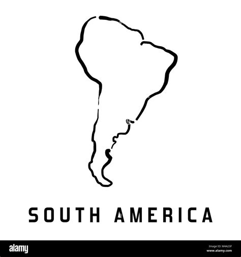 South America simple map outline - smooth simplified continent shape ...