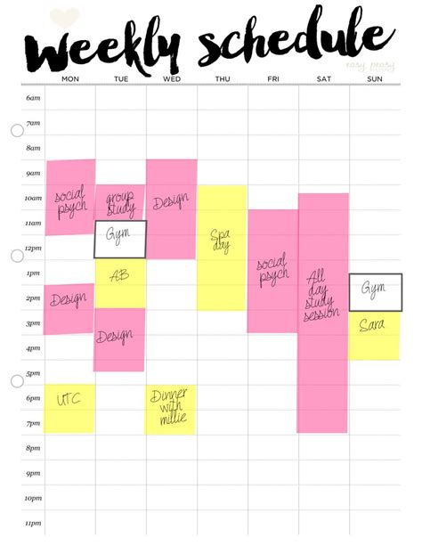 Good Totally Free weekly schedule timetable Thoughts When I wake ...