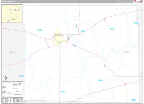 Ford County, KS Wall Map Premium Style by MarketMAPS - MapSales